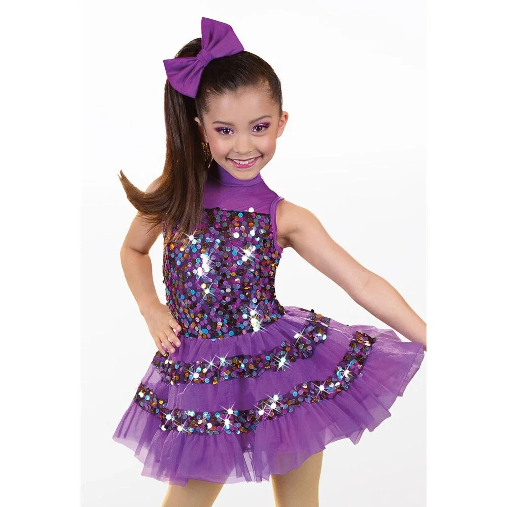 Pre-Owned Dance Costume Weissman 13560 Medium Child Purple Tutu Dress Jazz Tap